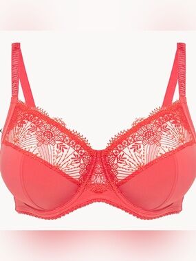 Simone Perele Allure Coral Lace Underwire Bra with Floral Embroidery 36D NWT